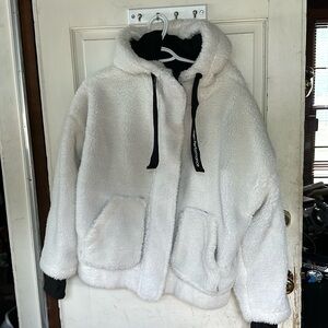 Calvin Klein performance white hooded Sherpa jacket